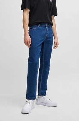 Vaqueros tapered fit de denim elástico azul