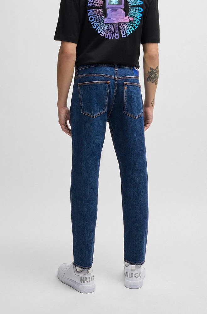 Tapered-fit jeans blue stretch denim