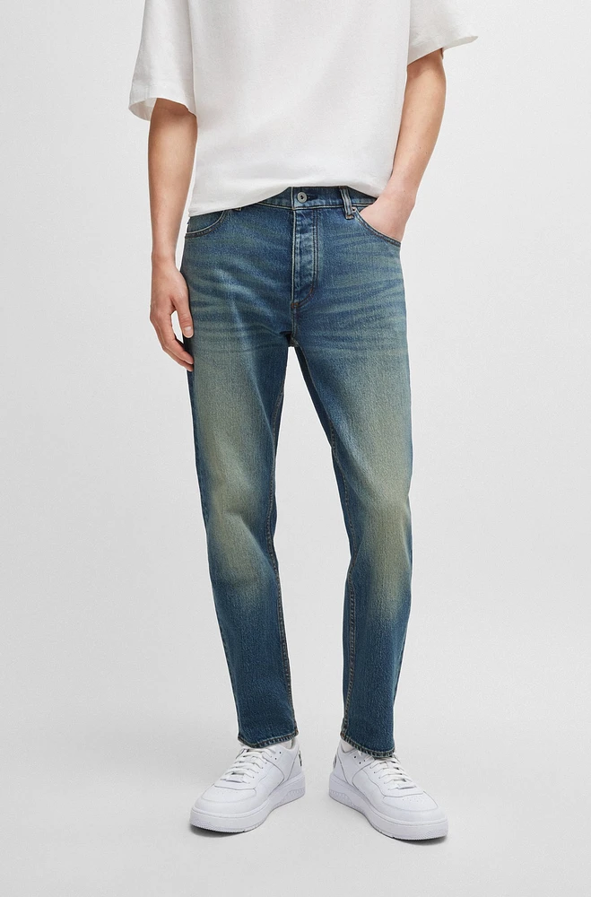 Tapered-fit jeans blue tinted denim