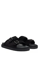 Twin-strap sandals with suede uppers and buckle closure