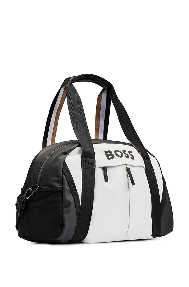 Faux-leather holdall with logo details