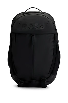 Faux-leather backpack with logo details