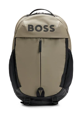Faux-leather backpack with logo details