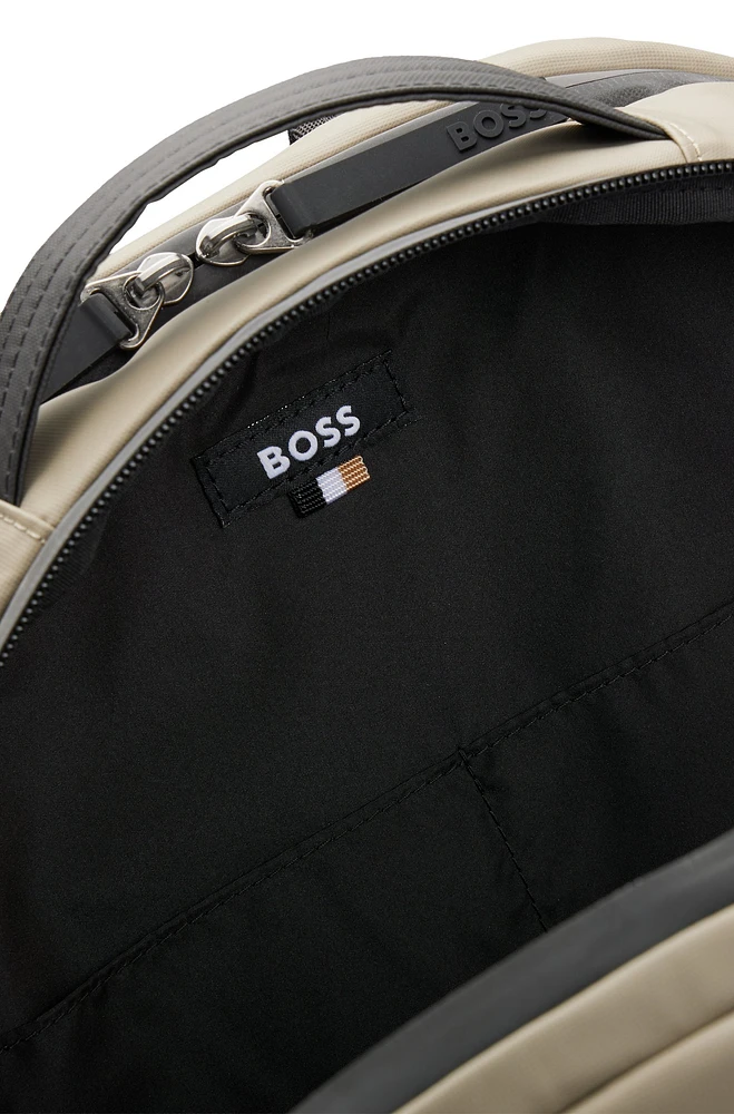 Faux-leather backpack with logo details