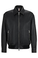 Regular-fit jacket soft leather with stand collar