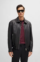 Regular-fit jacket soft leather with stand collar