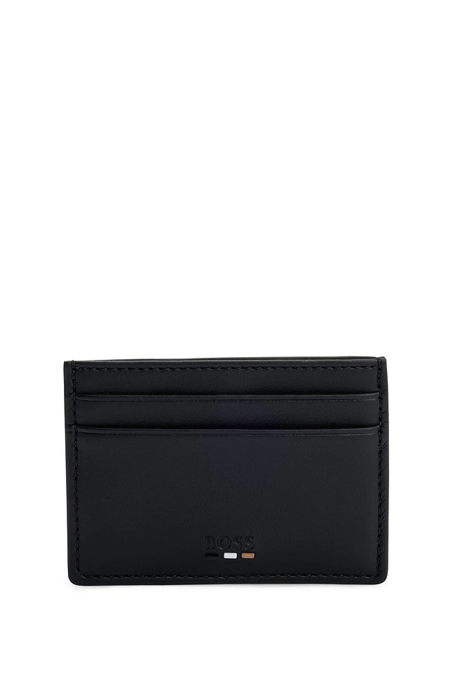 Faux-leather card holder with signature stripe