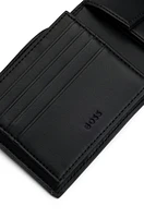 Faux-leather wallet with signature stripe and branding