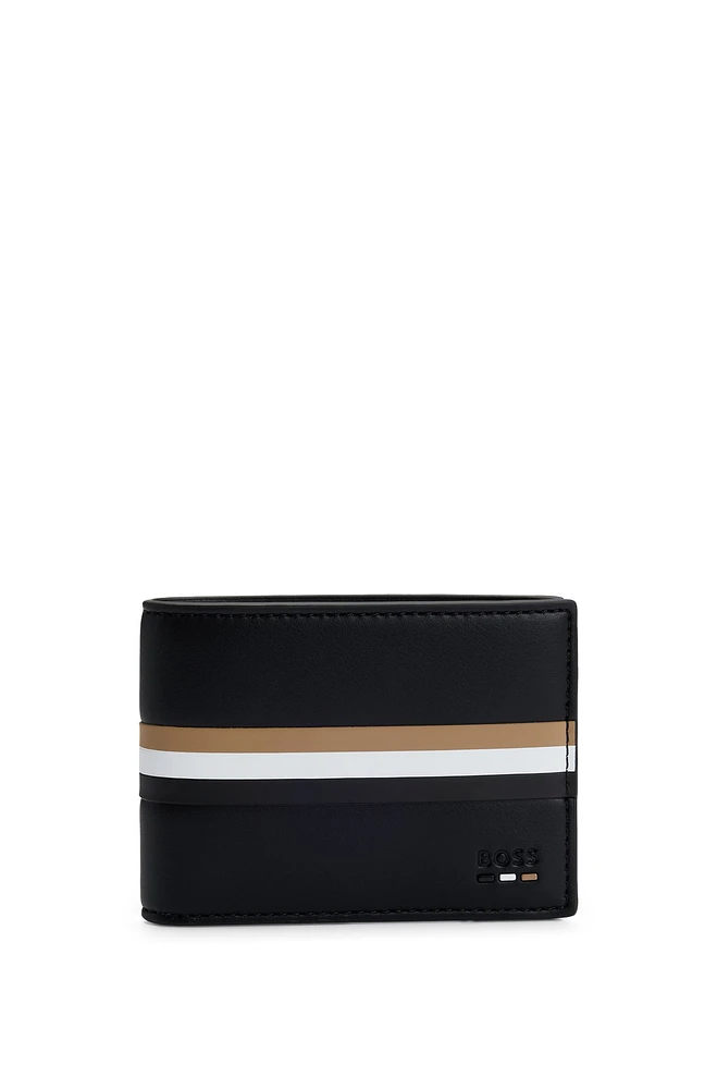 Faux-leather wallet with signature-stripe details