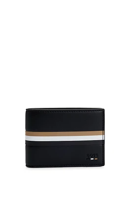 Faux-leather wallet with signature-stripe details