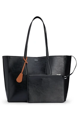 BOSS - Faux-leather shopper bag with detachable pouch - Black