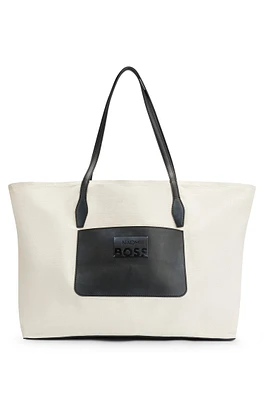 NAOMI x BOSS leather-trimmed shopper bag with detachable pouch