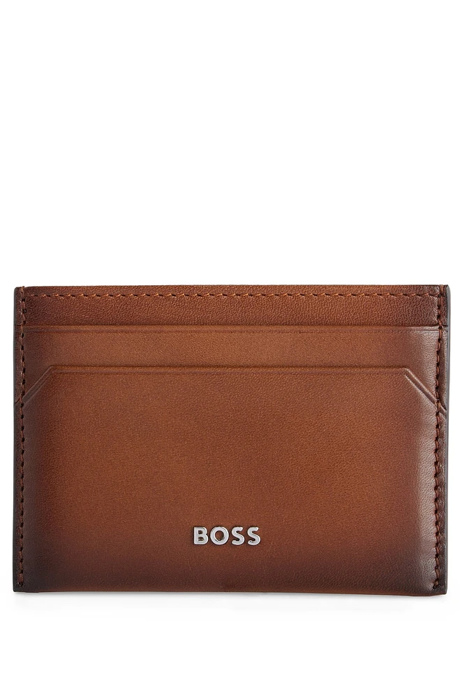 Leather card holder with logo lettering