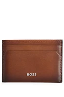 Leather card holder with logo lettering