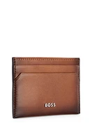 BOSS - Leather card holder with logo lettering - Brown