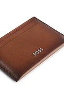 BOSS - Leather card holder with logo lettering - Brown