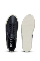 BOSS - Cupsole lace-up trainers with contrast logo Dark Blue