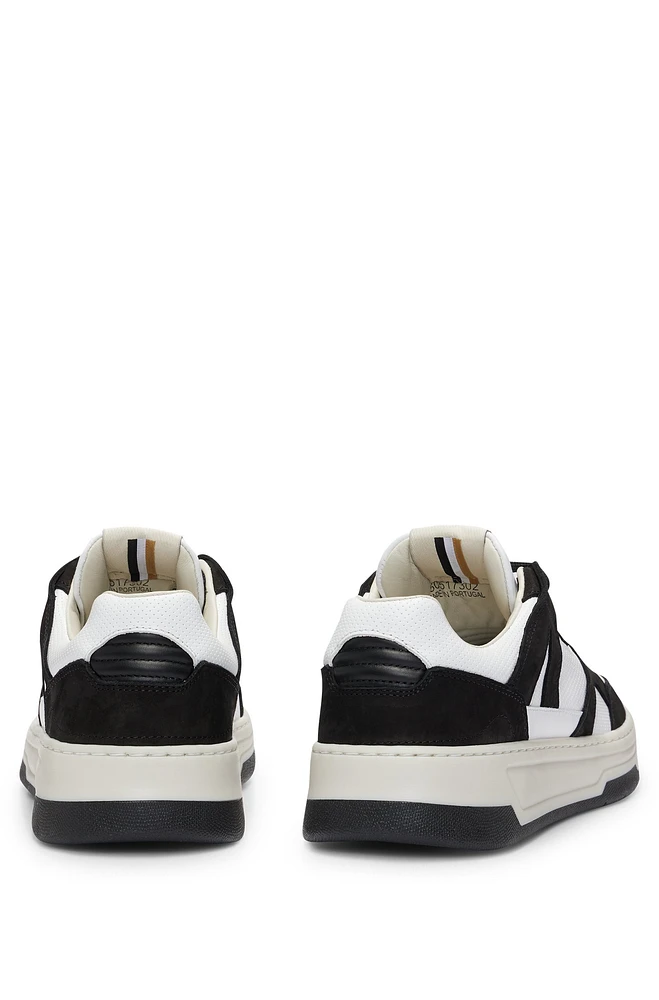 Mixed-material trainers with nubuck and leather