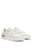 BOSS - Cupsole lace-up trainers leather and suede White