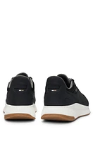 BOSS - TTNM EVO leather lace-up trainers with mesh trims Black