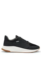 BOSS - TTNM EVO leather lace-up trainers with mesh trims Black