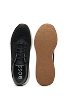 BOSS - TTNM EVO leather lace-up trainers with mesh trims Black