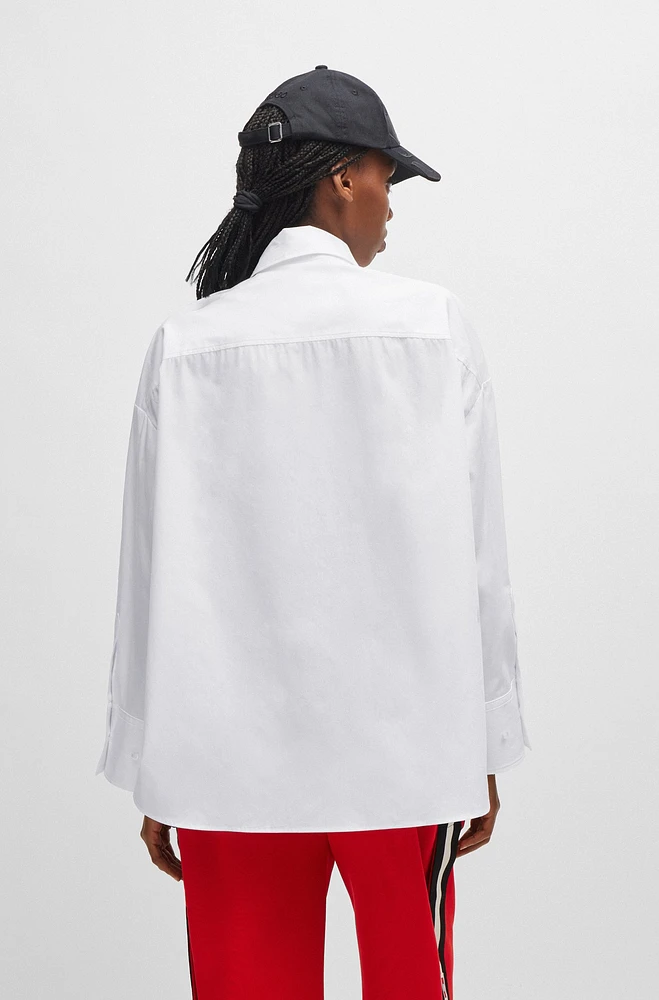 Blusa oversize fit de lona algodón con logo temporada