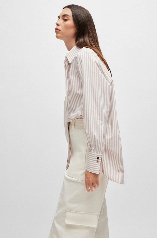 Tailored blouse striped cotton with concealed placket