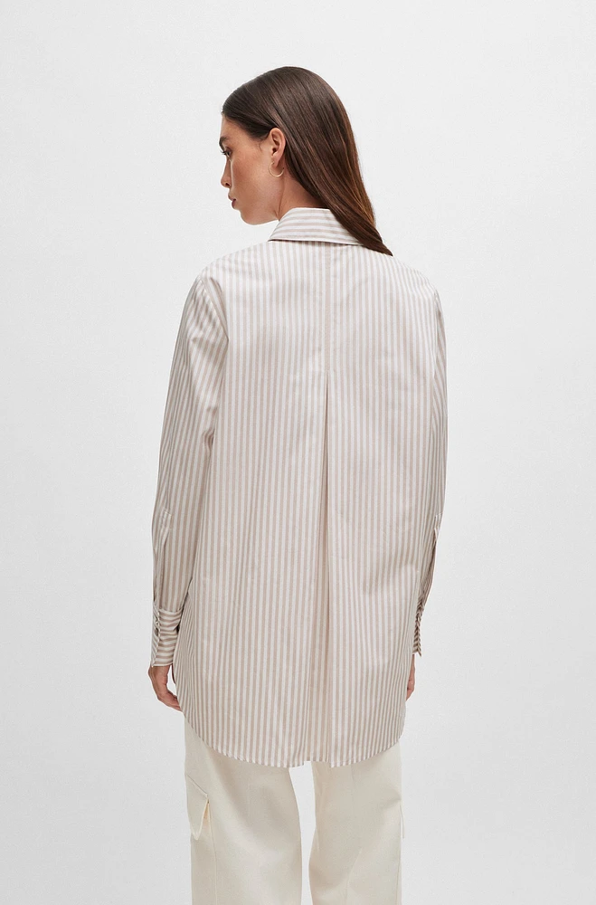 Tailored blouse striped cotton with concealed placket