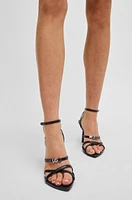 Nappa-leather strappy sandals with logo trim
