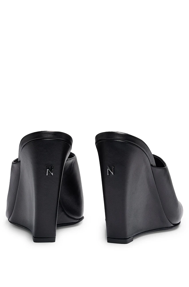 NAOMI x BOSS wedge-heel mules leather