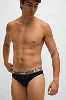 Three-pack of stretch-cotton briefs with logo waistbands