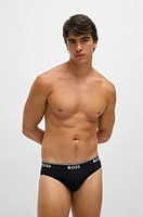 Three-pack of stretch-cotton briefs with logo waistbands