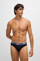 Three-pack of stretch-cotton briefs with logo waistbands