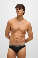 Three-pack of stretch-cotton briefs with logo waistbands