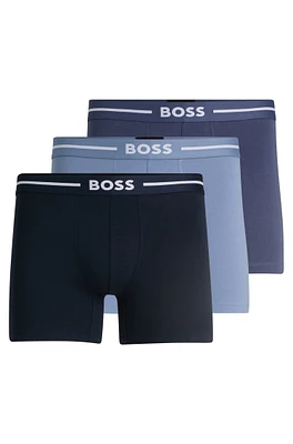 Three-pack of stretch-cotton boxer briefs with logos