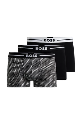 Three-pack of stretch-cotton trunks with logo waistbands