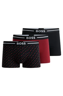 Three-pack of stretch-cotton trunks with logo waistbands