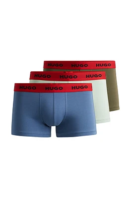 Three-pack of stretch-cotton trunks with logo waistbands