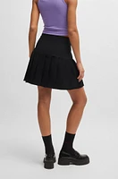 Pleated mini skirt a stretch wool blend