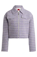 Relaxed-fit cropped jacket a bouclé cotton blend