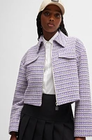 Relaxed-fit cropped jacket a bouclé cotton blend