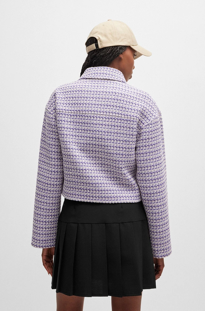 Relaxed-fit cropped jacket a bouclé cotton blend