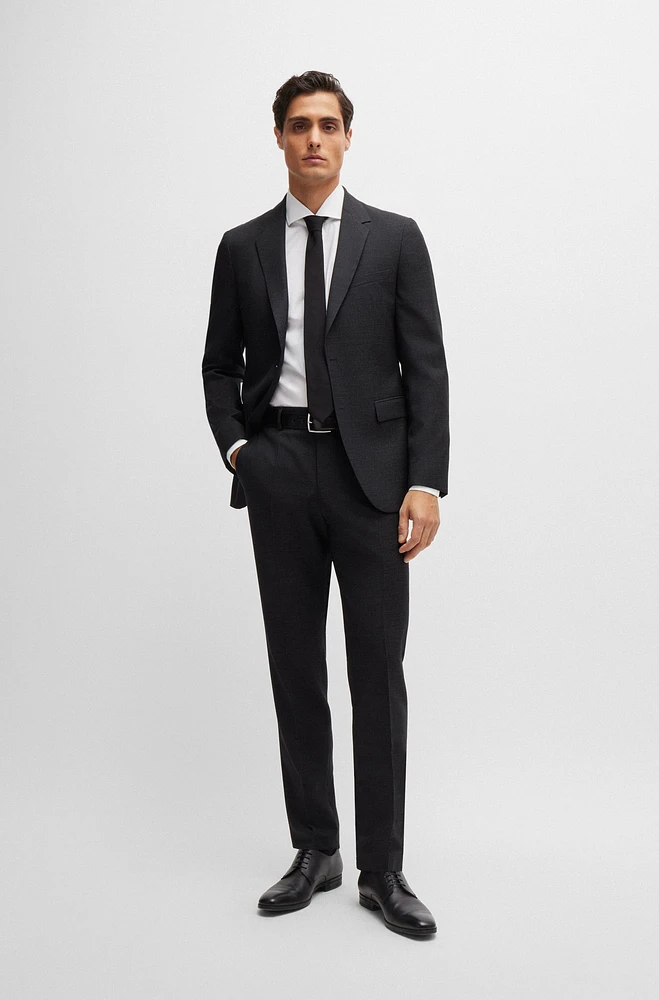 Slim-fit suit micro-patterned wool