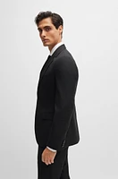 Slim-fit suit micro-patterned wool