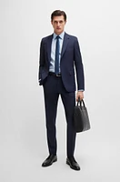 Slim-fit suit micro-patterned wool