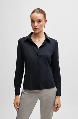 Extra-slim-fit blouse Italian performance-stretch dobby