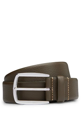 Leather belt with contrast stitch detailing