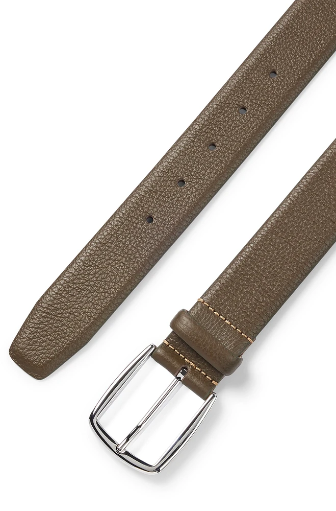 Leather belt with contrast stitch detailing