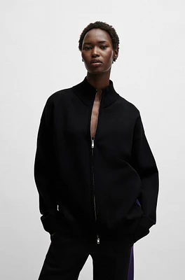 NAOMI x BOSS zip-up knitted jacket with logo patch